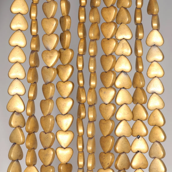 6MM Matte Gold Hematite Gemstone Love Heart Loose Beads 15.5 inch Full Strand (80000272-A47)