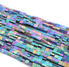 4X2MM Matte Rainbow Hematite Gemstone Square Flat Loose Beads 16 inch Full Strand (80000287-A48)