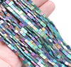 4X2MM Matte Rainbow Hematite Gemstone Square Flat Loose Beads 16 inch Full Strand (80000287-A48)