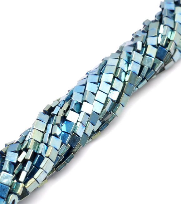 3X1MM Green Hematite Gemstone Square Flat Loose Beads 16 inch Full Strand (80000295-A48)