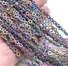 6X2MM Matte Rainbow Hematite Gemstone Flower Loose Beads 16 inch Full Strand (80000304-A48)