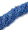 6X2MM Matte Blue Hematite Gemstone Flower Loose Beads 16 inch Full Strand (80000307-A48)