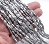 8X4MM Matte Silver Hematite Gemstone Pinnate Leaf Loose Beads 16 inch Full Strand (80000309-A48)