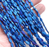 8X4MM Matte Blue Hematite Gemstone Pinnate Leaf Loose Beads 16 inch Full Strand (80000310-A48)