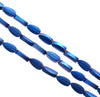 8X4MM Matte Blue Hematite Gemstone Pinnate Leaf Loose Beads 16 inch Full Strand (80000310-A48)