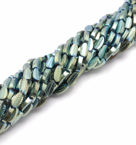 8X4MM Green Hematite Gemstone Pinnate Leaf Loose Beads 16 inch Full Strand (80000319-A44)