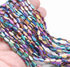 8X4MM Rainbow Hematite Gemstone Pinnate Leaf Loose Beads 16 inch Full Strand (80000321-A44)