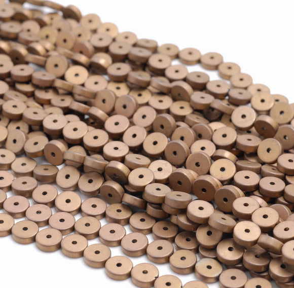 6X2MM Matte Bronze Hematite Gemstone Circle Coin Loose Beads 16 inch Full Strand (80000324-A49)