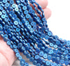 6X2MM Matte Blue Hematite Gemstone Circle Coin Loose Beads 16 inch Full Strand (80000326-A49)