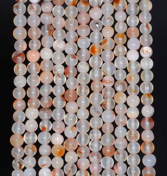 4MM Peach Agate Gemstone Round Loose Beads 15 inch Full Strand (80000445-A68)