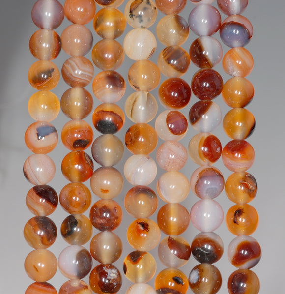 6MM Orange Montana Agate Gemstone Round Loose Beads 15 inch Full Strand (80000453-A67)