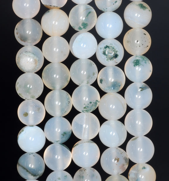 8MM Green Moss Agate Gemstone Round Loose Beads 7 inch Half Strand (80000455 H-A67)