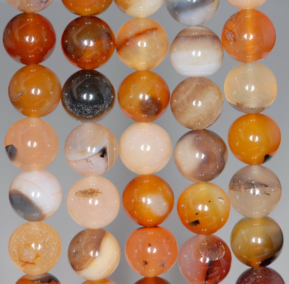 10MM Orange Montana Agate Gemstone Round Loose Beads 7 inch Half Strand (80000459 H-A67)