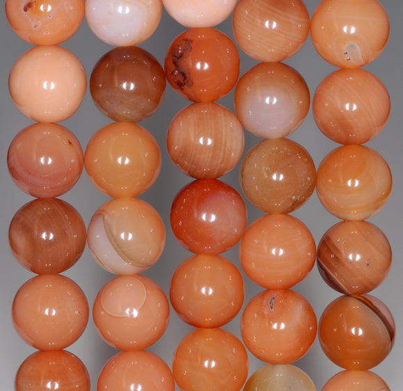 12MM Orange Montana Agate Gemstone Round Loose Beads 7 inch Half Strand (80000463 H-A76)