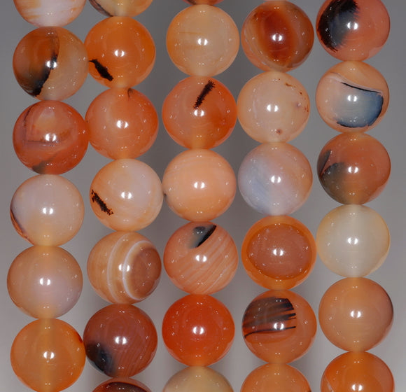 12MM Orange Montana Agate Gemstone Round Loose Beads 15 inch Full Strand (80000464-A76)