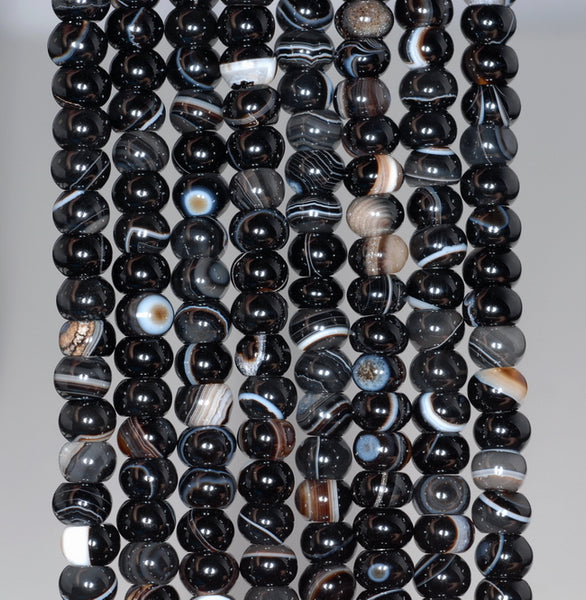 4X2MM Black Lace Agate Gemstone Rondelle Loose Beads 15.5 inch Full Strand (80000468-A76)