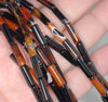 13X4MM Dark Black Brown Agate Gemstone Round Tube Loose Beads 15.5 inch Full Strand (80000470-A76)