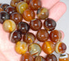 16MM Dark Brown Agate Gemstone Round Loose Beads 7 inch Half Strand (80000471 H-A76)