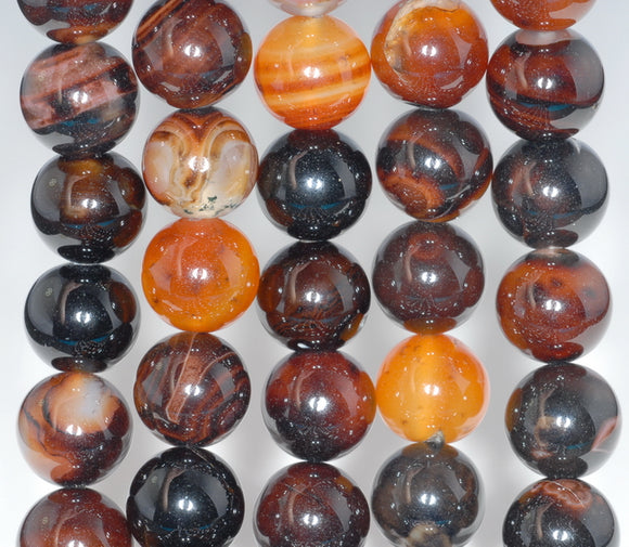 16MM Dark Brown Agate Gemstone Round Loose Beads 7 inch Half Strand (80000472 H-A75)