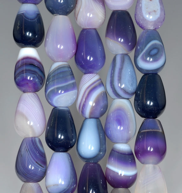 12X8MM Purple Agate Gemstone Teardrop Loose Beads 15.5 inch Full Strand (80000473-A75)