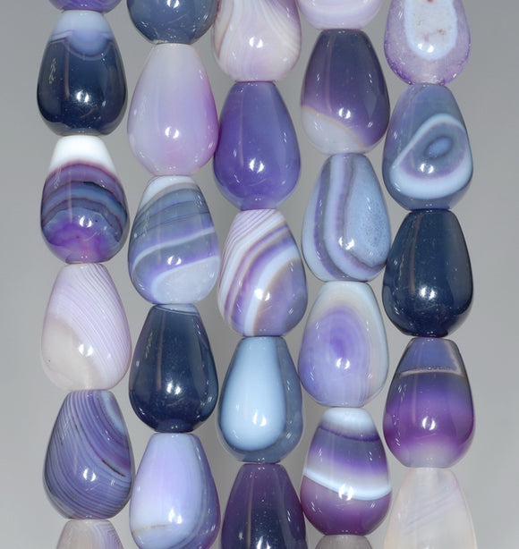 14X10MM Purple Agate Gemstone Teardrop Loose Beads 15.5 inch Full Strand (80000474-A75)