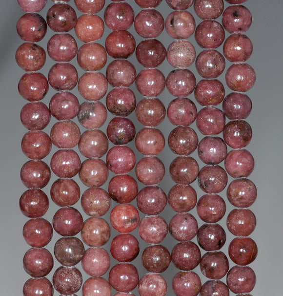 6MM Dark Pink Rhodonite Gemstone Round Loose Beads 16 inch Full Strand (80000478-A75)