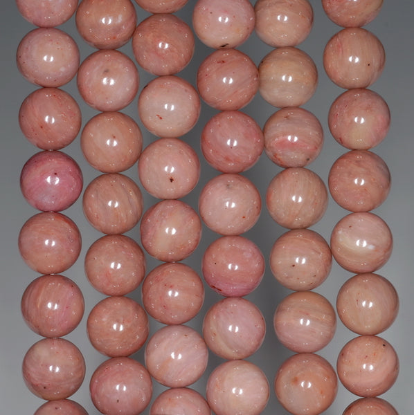 8MM Pink Rhodonite Gemstone Grade AA Round Loose Beads 7.5 inch Half Strand (80000479 H-A75)