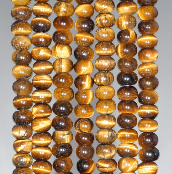 6X4MM Yellow Tiger Eye Gemstone Grade A Rondelle Loose Beads 16 inch Full Strand (80000486-A75)