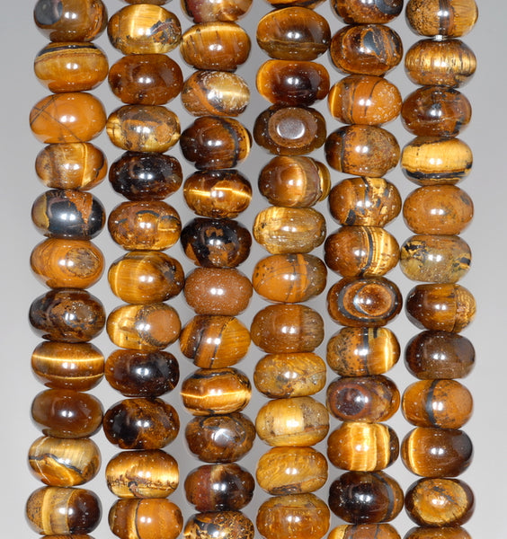 6X4MM Yellow Tiger Eye Gemstone Grade AB Rondelle Loose Beads 16 inch Full Strand (80000487-A71)