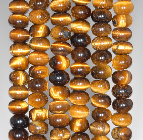 8X5MM Yellow Tiger Eye Gemstone Grade A Rondelle Loose Beads 16 inch Full Strand (80000488-A71)