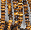 10X6MM Yellow Tiger Eye Gemstone Grade AA Rondelle Loose Beads 7.5 inch Half Strand (80000490 H-A70)