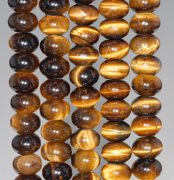 10X6MM Yellow Tiger Eye Gemstone Grade AA Rondelle Loose Beads 7.5 inch Half Strand (80000490 H-A70)