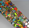 7MM Rainbow Imperial Jasper Gemstone Square Cube Loose Beads 7.5 inch Half Strand (80000492 H-A70)