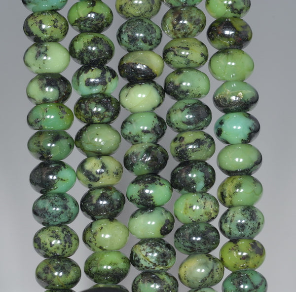 10X6MM Black Green Chrysoprase Gemstone Grade A Rondelle Loose Beads 7.5 inch Half Strand (80000542 H-A72)