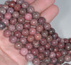 8MM Dark Pink Rhodonite Gemstone Round Loose Beads 7.5 inch Half Strand (80000556 H-A73)