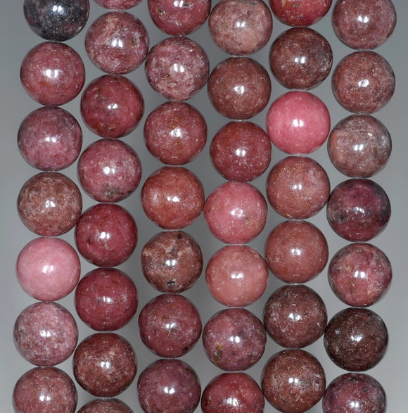 8MM Dark Pink Rhodonite Gemstone Round Loose Beads 7.5 inch Half Strand (80000556 H-A73)