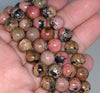 10MM Dark Pink Rhodonite Gemstone Round Loose Beads 7.5 inch Half Strand (80000557 H-A73)