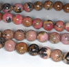 10MM Dark Pink Rhodonite Gemstone Round Loose Beads 7.5 inch Half Strand (80000557 H-A73)