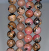 10MM Dark Pink Rhodonite Gemstone Round Loose Beads 7.5 inch Half Strand (80000557 H-A73)