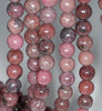 10MM Dark Pink Rhodonite Gemstone Round Loose Beads 7.5 inch Half Strand (80000559 H-A73)