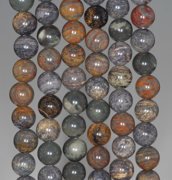 8MM Grey Breciated Jasper Gemstone Round Loose Beads 15.5 inch Full Strand (80000566-A74)