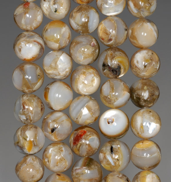 10MM Shell Gemstone Round Loose Beads 7.5 inch Half Strand (80000567 H-A74)