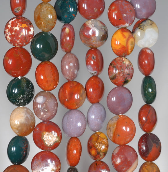 11MM Indian Agate Gemstone Round Button Loose Beads 15.5 inch Full Strand (80000570-A74)