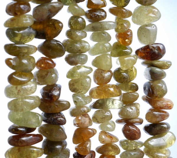 7-8MM Green Garnet Gemstone Pebble Nugget Chip Loose Beads 15.5 inch (80000576-A74)