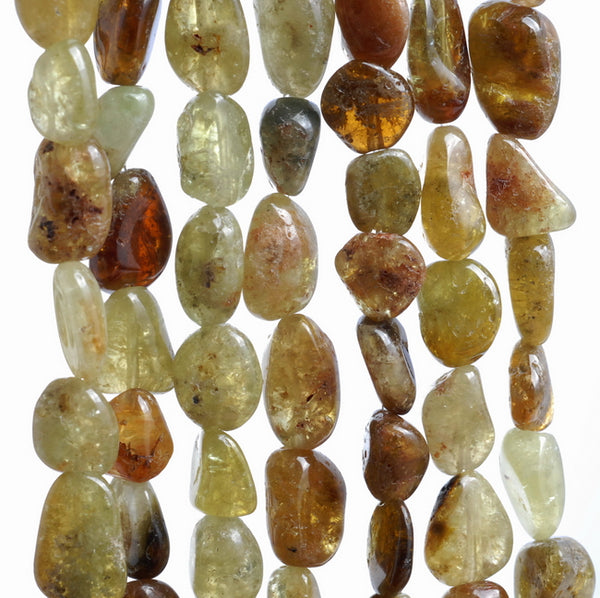 6-7MM Green Garnet Gemstone Pebble Nugget Loose Beads 15.5 inch Full Strand (80000577-A74)