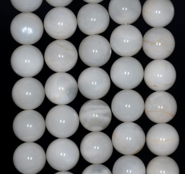 12MM White Rainbow Moonstone Gemstone Grade A Round Loose Beads 7.5 inch Half Strand (80000858 H-A78)