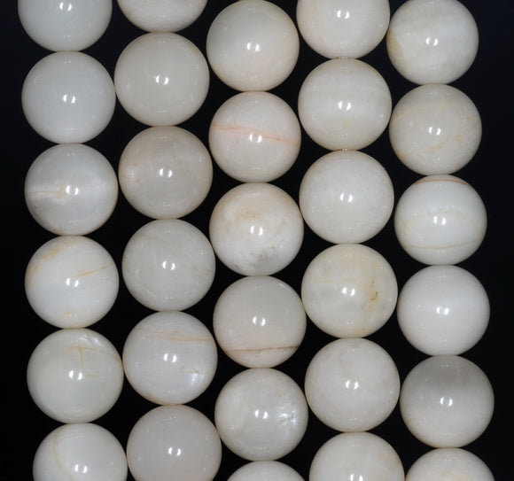 12MM Milky White Rainbow Moonstone Gemstone Grade AB Round Loose Beads 7.5 inch Half Strand (80000859 H-A78)