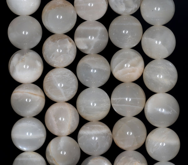 12MM Milky White Rainbow Rainbow Moonstone Gemstone Grade AB Round Loose Beads 15.5 inch Full Strand (80000863-A78)