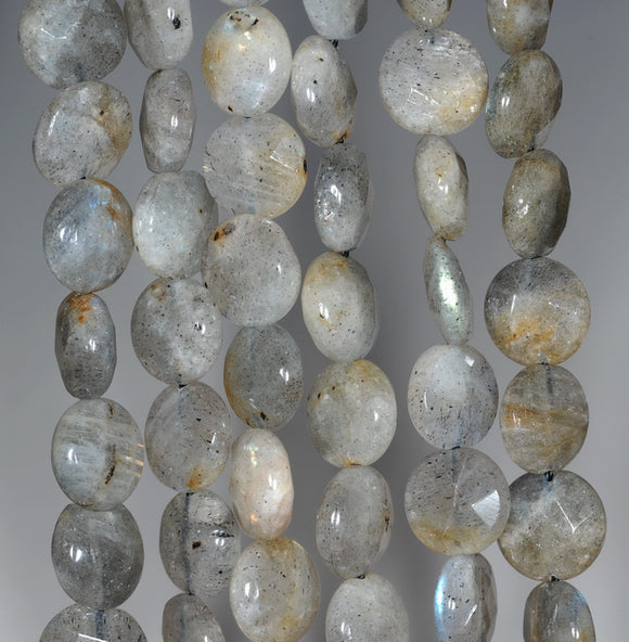 10MM Labradorite Gemstone Grade AB Faceted Flat Round Loose Beads 15 inch Full Strand (80001094-A156)