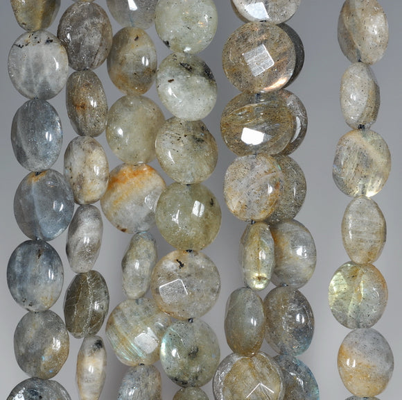 10MM Labradorite Gemstone Grade AB Faceted Flat Round Loose Beads 15 inch Full Strand (80001095-A156)